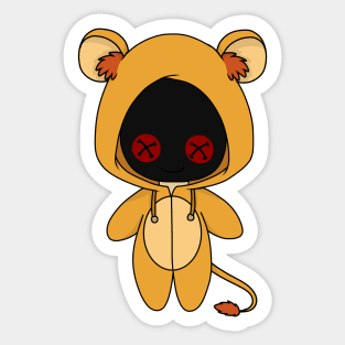 creepypasta hoodie lion costume doll Sticker